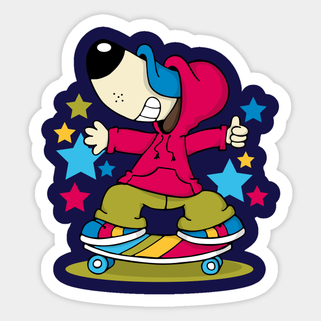 Skating dog Sticker by JoanaJuheLaju1